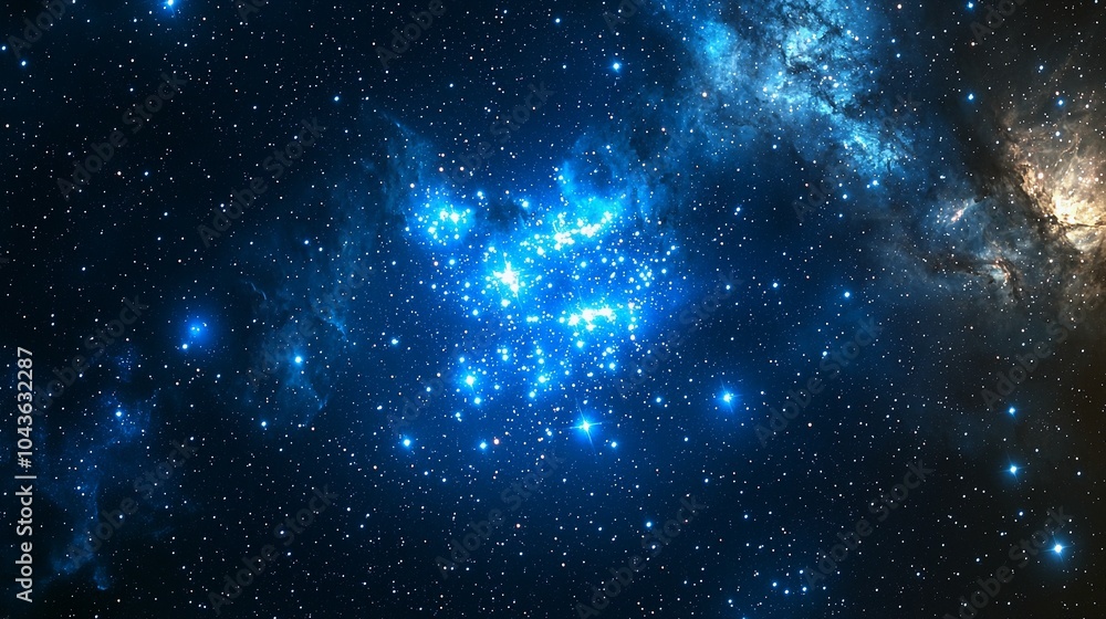 Fototapeta premium Stunning Cluster of Glowing Blue Stars in the Dark Universe