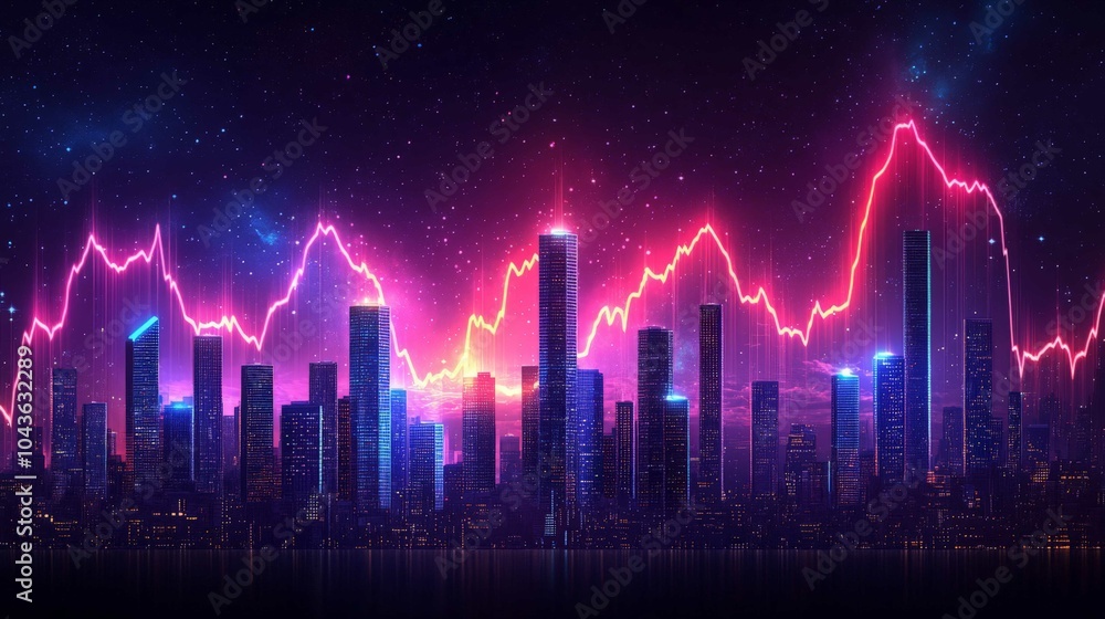 Vibrant Neon Skyline of a Modern Metropolis at Night Vibrant Neon Skyline of a Modern Metropolis at Night