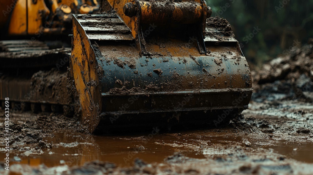 Bulldozer Blade Leaving a Muddy Trail on Earth Bulldozer Blade Leaving a Muddy Trail on Earth