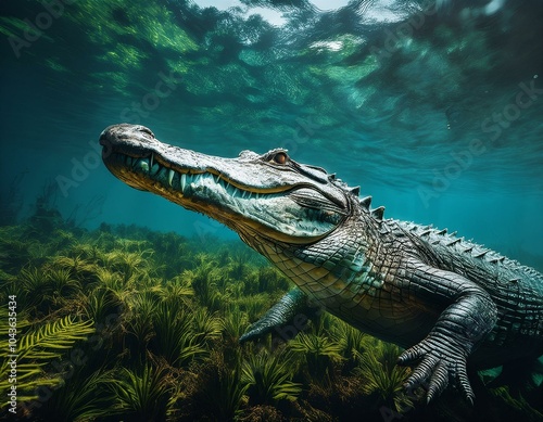 Wallpaper Mural Cocodrilo bajo el agua turbia en el rio Torontodigital.ca