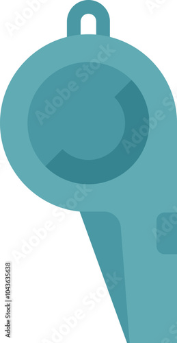 Simple flat vector illustration of a blue whistle blowing, perfect for representing concepts of sport, refereeing, or safety