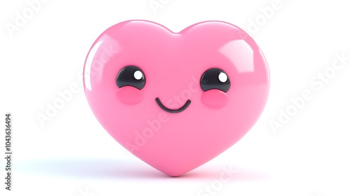 Happy Pink Heart 3D Rendering