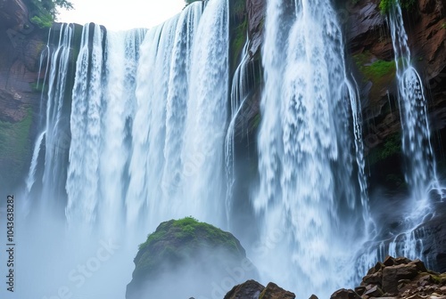 Falling Waterfalls A breathtaking cascading waterfall that thund photo