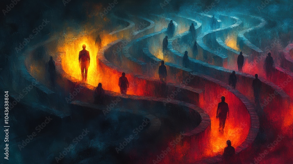 Fototapeta premium Ethereal Pathways in a Surreal Landscape of Figures
