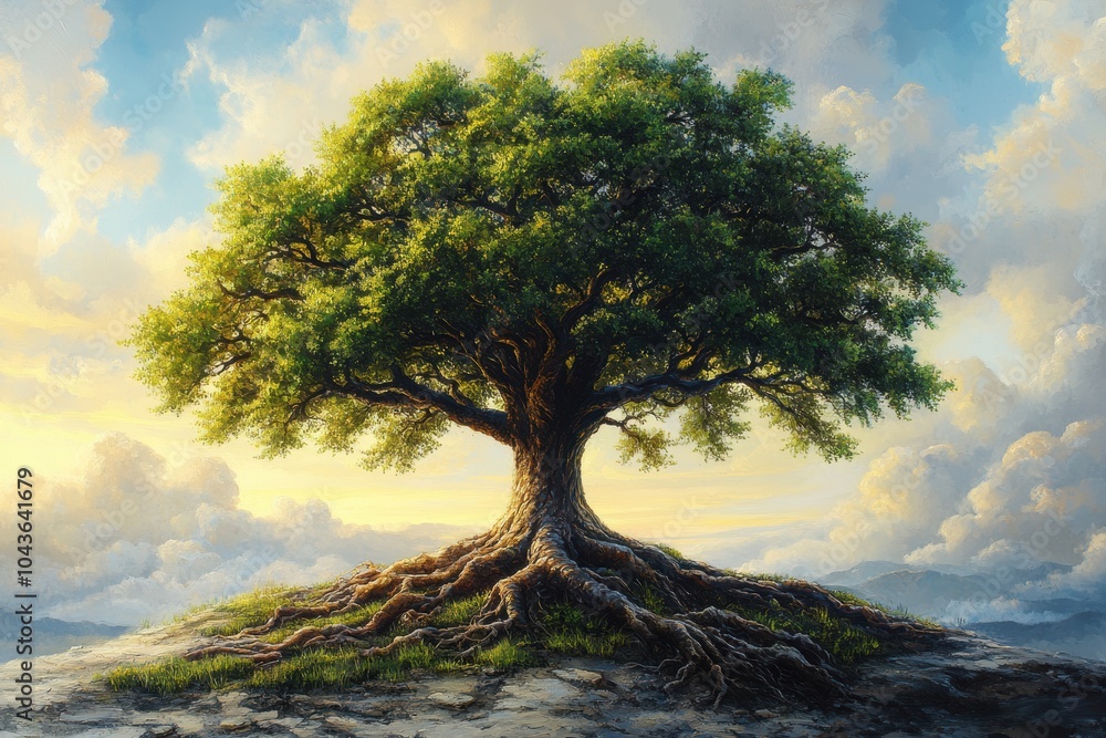 Beautiful Tree with Lush Foliage Against Blue Sky Beautiful Tree with Lush Foliage Against Blue Sky