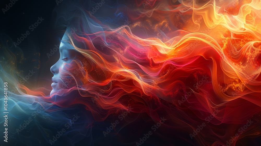 Obraz premium Vibrant and ethereal this theme captures the beauty and complexity of the human aura bringing it to life through the visual representation of music and vibrations.
