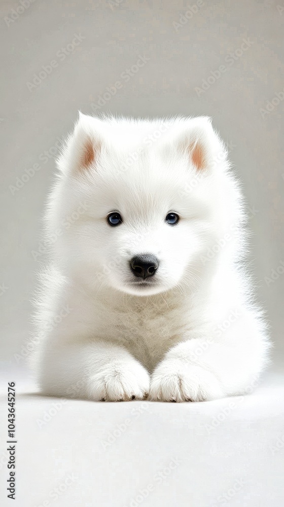 Adorable white puppy posing on white background Adorable white puppy posing on white background