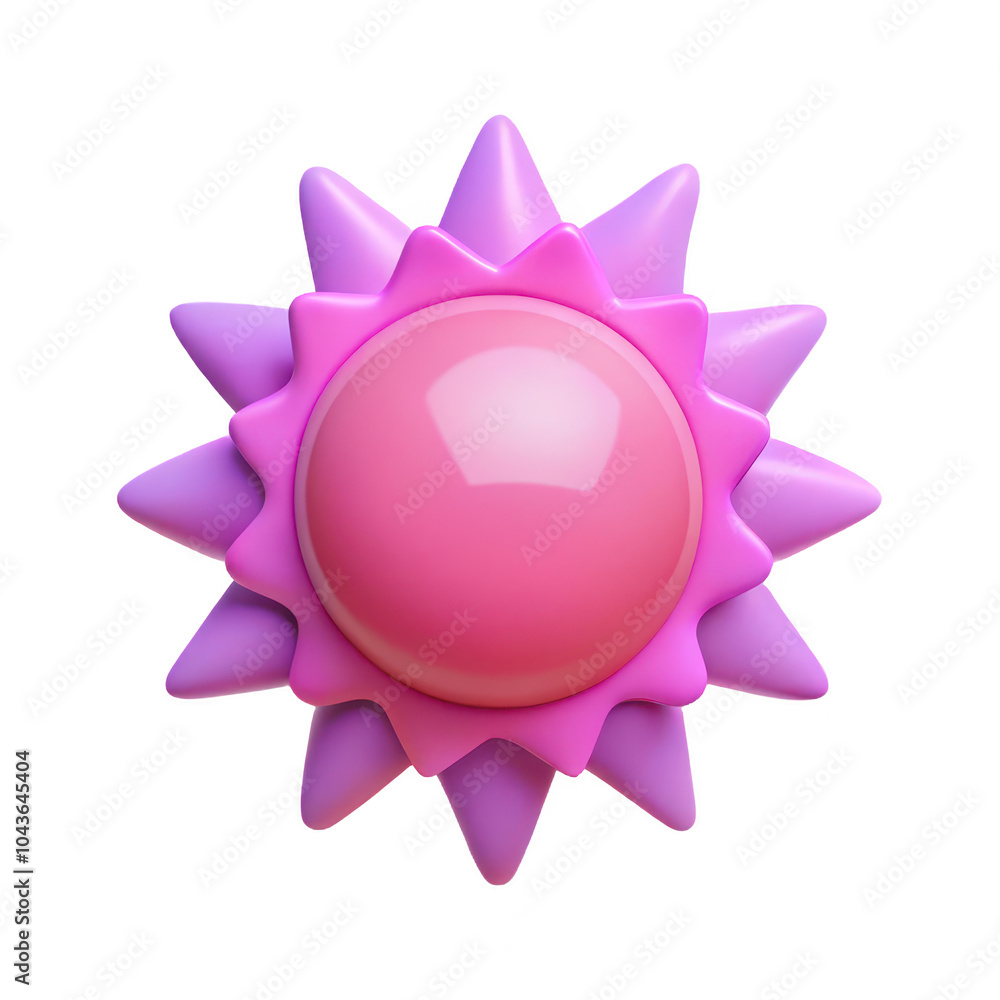 Vibrant Pink and Purple Cartoon Sun Icon Bursting with Energy. Vibrant Pink and Purple Cartoon Sun Icon Bursting with Energy.