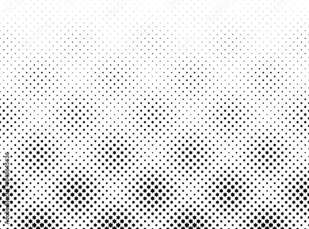 Geometric pattern of black stars on a white background.Seamless in one direction.Option with an Average fade out. Scale method. Geometric pattern of black stars on a white background.Seamless in one direction.Option with an Average fade out. Scale method.