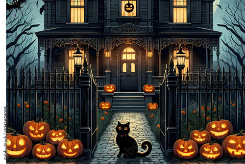 halloween background with pumpkins