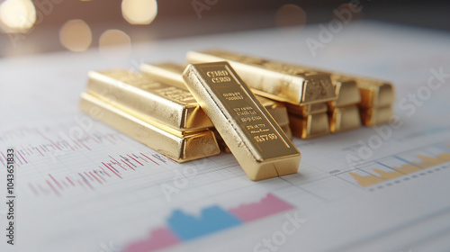Gold Bar Gold Price Trend Chart Financial Investment Background
