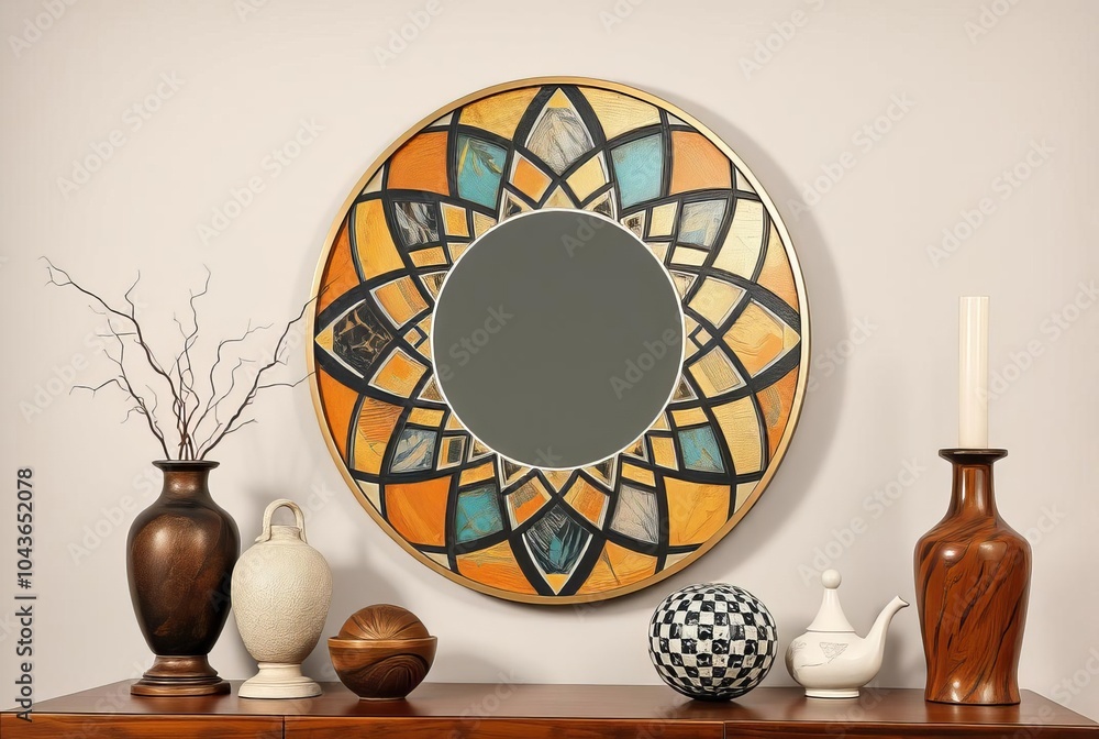 Abstract Geometric A mirror with an abstract geometric pattern s Abstract Geometric A mirror with an abstract geometric pattern s