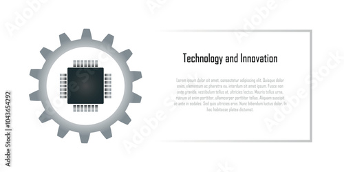Mechanical and electronic engineering, semiconductor microchip, Internet of Things, processor in gear wheel background, mechatronic technology innovation, copy space for text