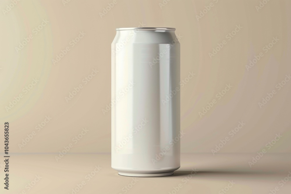 Clean, minimalistic vector illustration of a white aluminum drink can on a plain background, sharp lines and smooth curves, with a subtle shadow beneath Clean, minimalistic vector illustration of a white aluminum drink can on a plain background, sharp lines and smooth curves, with a subtle shadow beneath