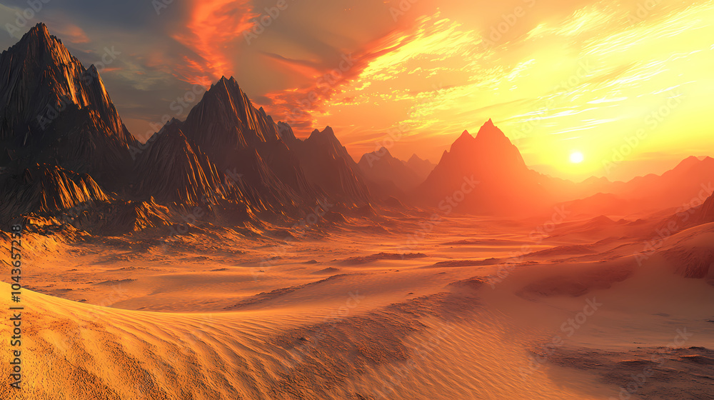 Naklejka premium sunset in the mountains