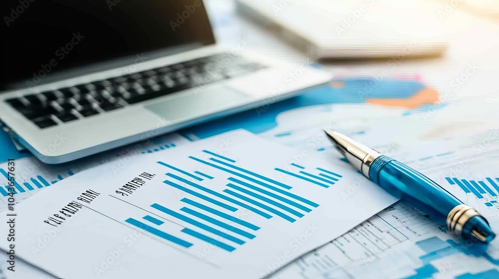 Naklejka premium Signed funding agreement placed next to financial documents, symbolizing secured investment