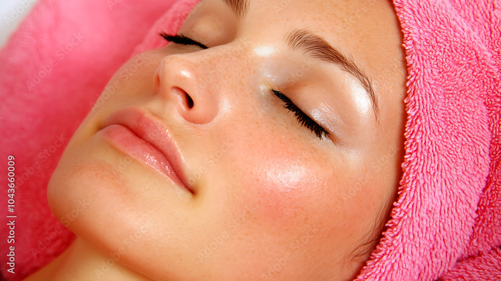 Relaxation and tranquility are evident on this clients face during pampering session, showcasing serene expression and glowing skin Relaxation and tranquility are evident on this clients face during pampering session, showcasing serene expression and glowing skin