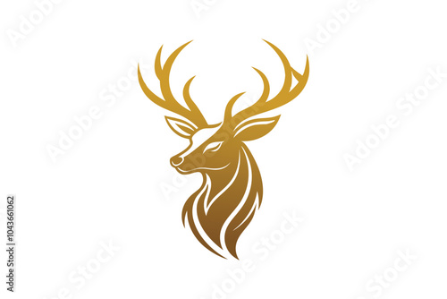 Minimalist Golden Deer Front Face Logo – Elegant Vector Illustration for Modern Wildlife Branding photo