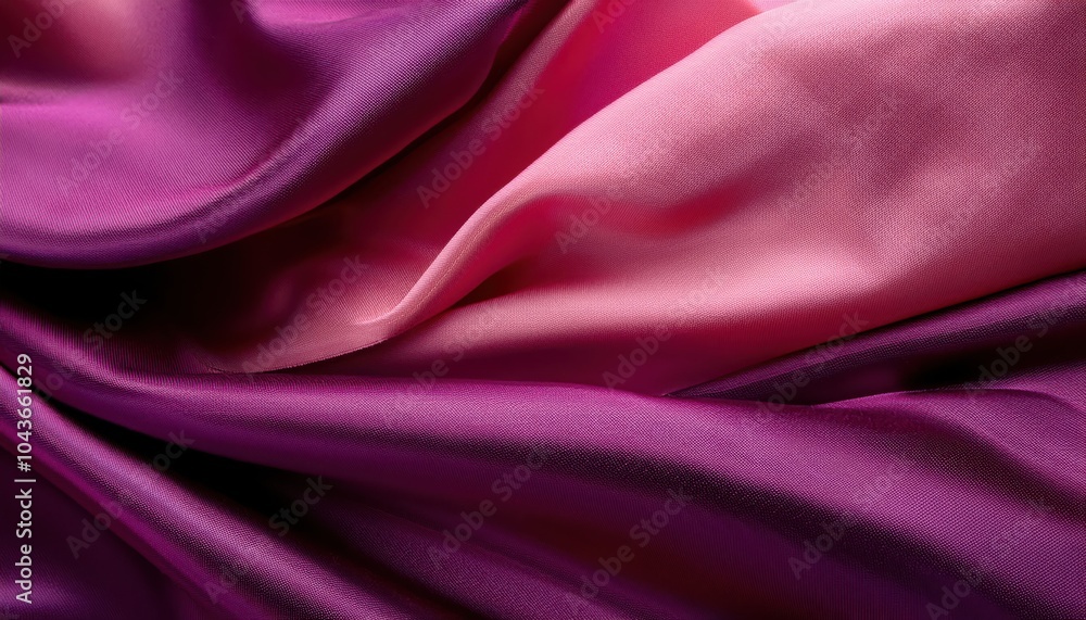 Fototapeta premium Luxurious Pink and Purple Satin Fabric with Rich Glossy Folds. Ideal for Fashion Design, High-End Textiles, Elegant Home Décor, or Sophisticated Visual Backgrounds for Branding and Marketing