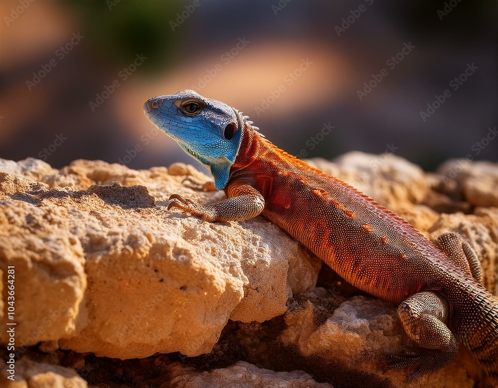 Lagarto menorquín en una pared rústica Lagarto menorquín en una pared rústica
