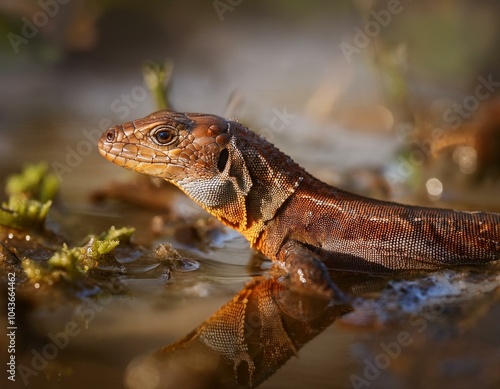 Lagarto menorquín en un río photo