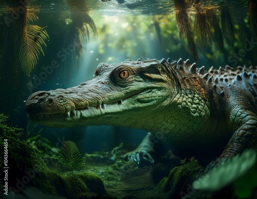 Wallpaper Mural Cocodrilo bajo el agua turbia en un río Torontodigital.ca