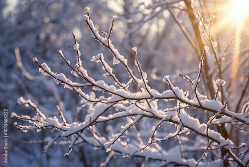 Winter Wonderland Soft rays reflecting off snow covered branches