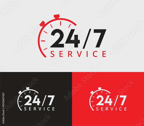 24/7 Service everyday 24 Hours 7 Days Vector 