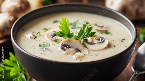 Creamy Mushroom Soup with Fresh Parsley