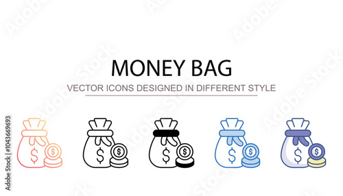 Money Bag icon design with white background stock illustration