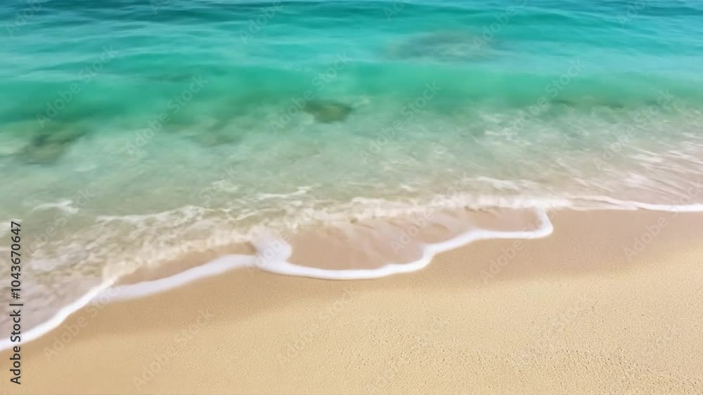 Crystal Clear Turquoise Waves Gently Crashing on a Pristine Sandy Beach: A serene and tranquil scene of gentle turquoise waves breaking against a pristine white sandy beach. Crystal Clear Turquoise Waves Gently Crashing on a Pristine Sandy Beach: A serene and tranquil scene of gentle turquoise waves breaking against a pristine white sandy beach.