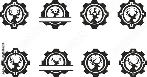 Animal deer Hunting club vector labels