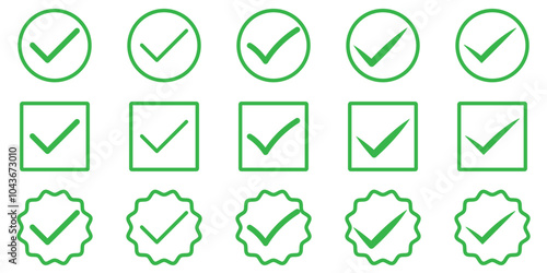 Check mark icon. Check mark vector icon. Checkmark Illustration. Vector symbols set ,green checkmark isolated on white background. Correct vote choise isolated symbol. Vector Illustration.