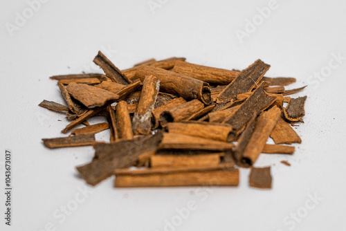 Wallpaper Mural Close-up of Cinnamon Sticks on White Background Torontodigital.ca