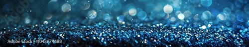 Abstract Blue Glitter Background With Bokeh Lights