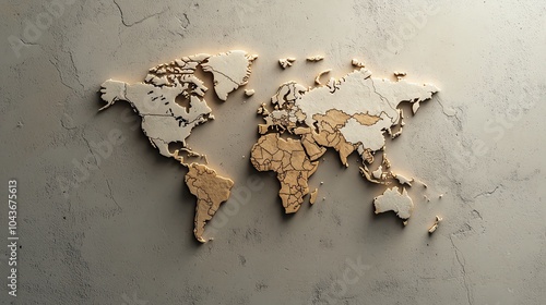 A map of the world divided by walls labeled Tariffs and Quotas, trade protectionism, global economy isolation