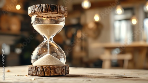 An hourglass with sand slipping through but blocked by tariffs and sanctions, trade time limit, economic restriction visual