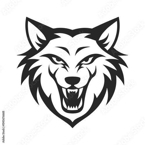 Fierce Wolf Head Silhouette Vector for Logos and Branding photo