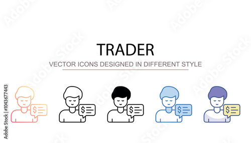 Trader icon design with white background stock illustration