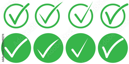 Check mark icon. Check mark vector icon. Checkmark Illustration. Vector symbols set ,green checkmark isolated on white background. Correct vote choise isolated symbol. Vector Illustration.