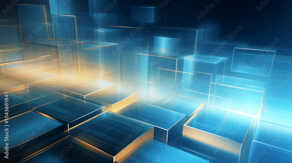 Fototapeta premium Cool Tech Blur: A blue and grey-toned blurred background with a high-tech, Transferring data in a digital world abstract background.