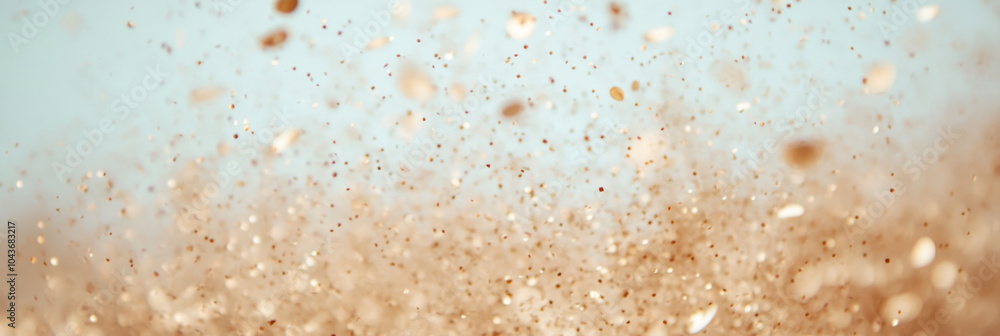 Dust particles float in air, creating mesmerizing effect against soft blue background. scene evokes sense of tranquility and natural beauty, capturing essence of serene environment Dust particles float in air, creating mesmerizing effect against soft blue background. scene evokes sense of tranquility and natural beauty, capturing essence of serene environment