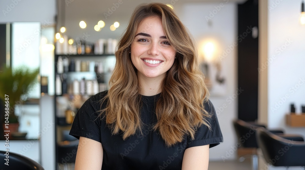 Stylish Hair Service with Model in Salon Setting Stylish Hair Service with Model in Salon Setting