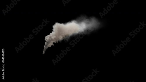 Looping video of smoke from a factory or smoke stack chimney, 4k 30p, alpha channel for transparent background, seamless loop allows you to make whatever duration you need photo