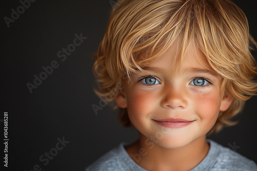 portrait of an white little boy with a smile