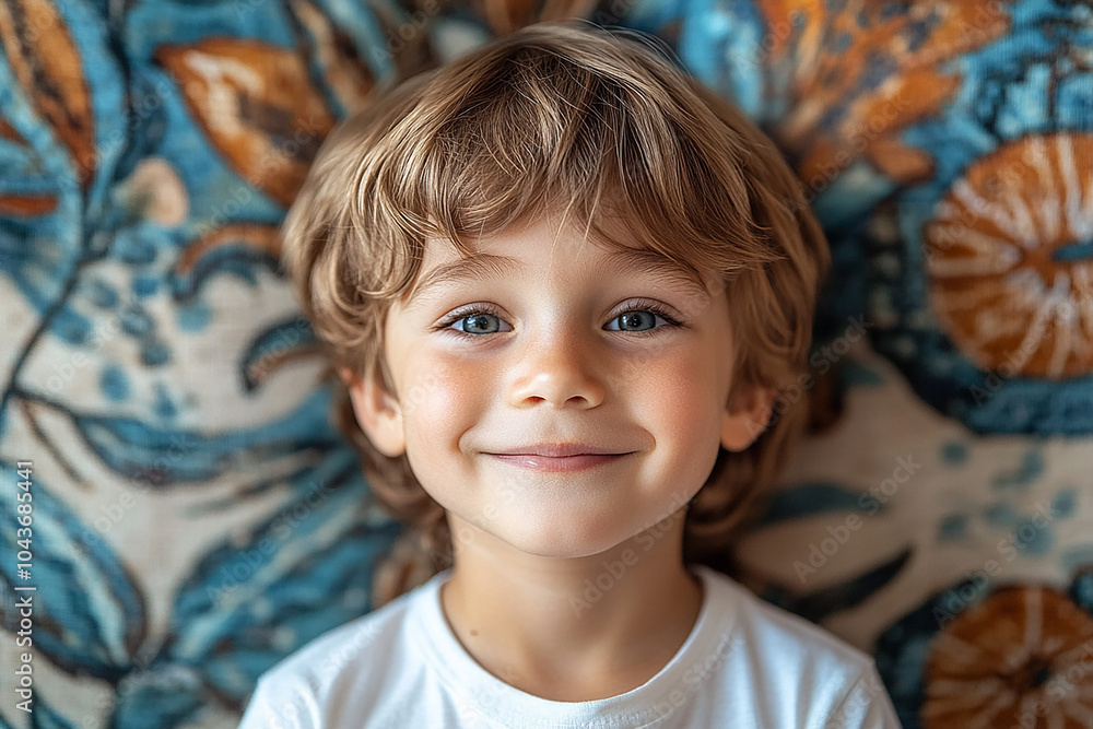 portrait of an white little boy with a smile