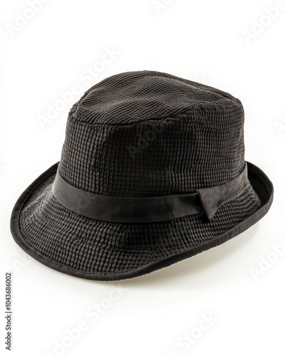 Bucket Hat. Black Fashion Hat for Men and Women Isolated on White Background