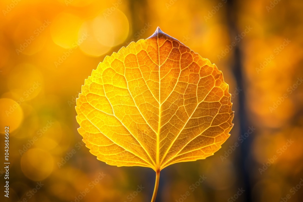 Golden Quaking Aspen Leaf in Late Autumn Light Golden Quaking Aspen Leaf in Late Autumn Light