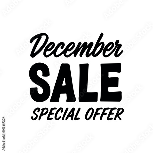 December sale , Calligraphy lettering card , calligraphy isolated on white background . PNG Image