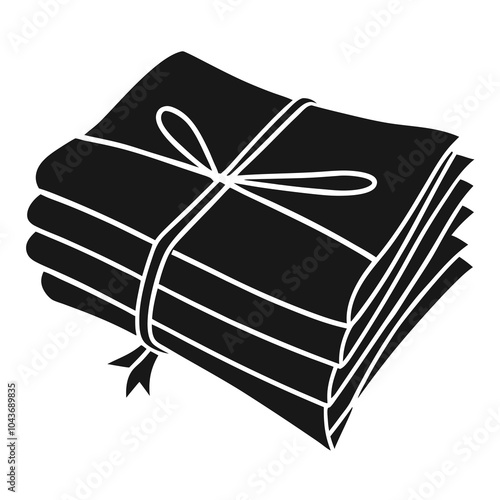 bundle of newspapers tied with twine icon silhouette vector art illustration